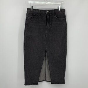 Hudson Fashion maxi denim jeans skirt slit black midi faded modest new 31 12